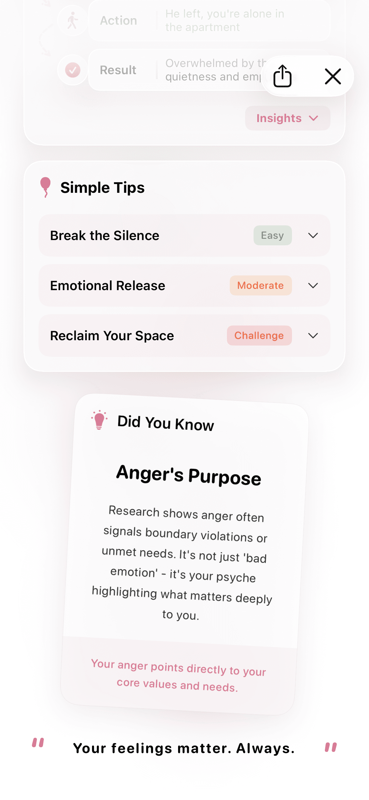 AI Journal App Interface showing smart prompts and insights