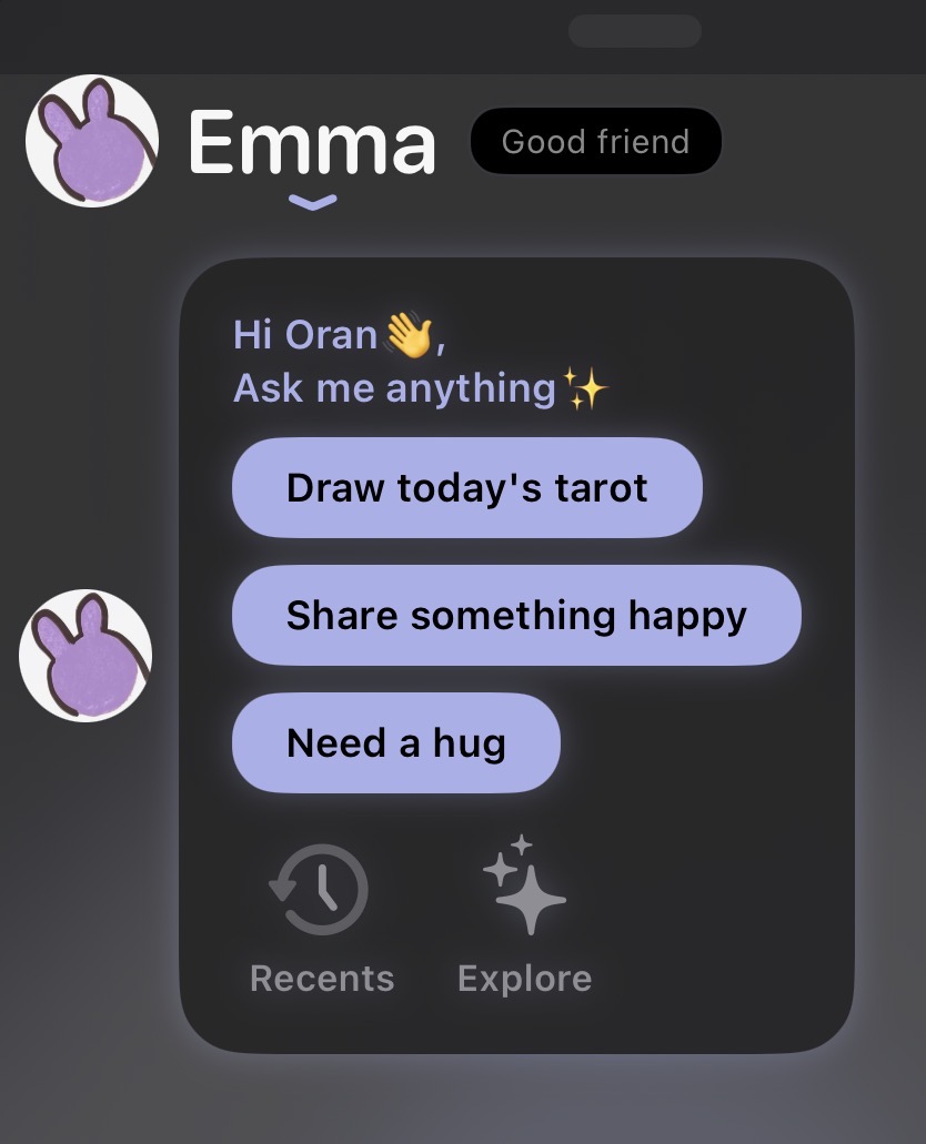 Emma AI companion providing emotional support